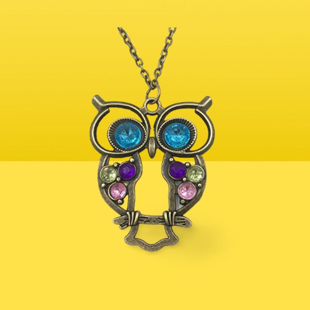 Jeweled Owl Necklace